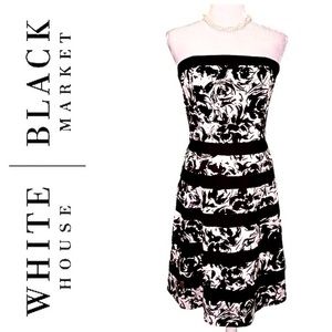 EUC WHBM Satin Floral Print Dress w/ Black Lace Inserts 0